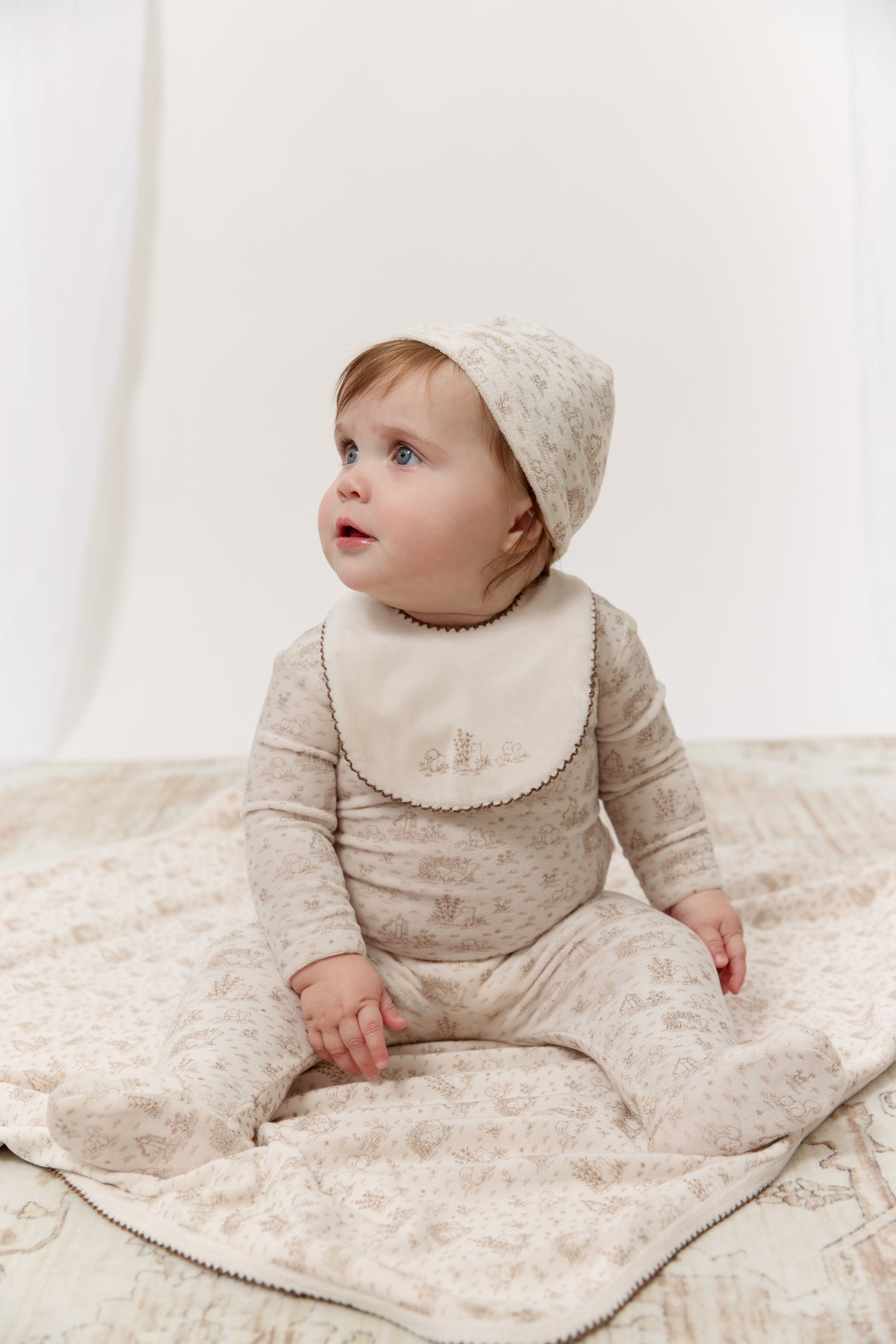 Woodland Toile Footie & Hat Set - Taupe by KIPP™ Collection