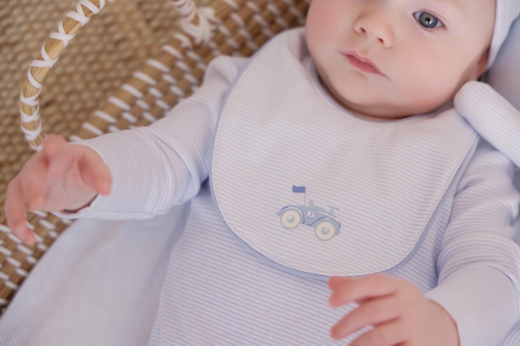 KIPP Collection Baby Bib Pinstripe Print Car Graphic Snap Closure For Babies by KIPP™ Collection at Everetts Place