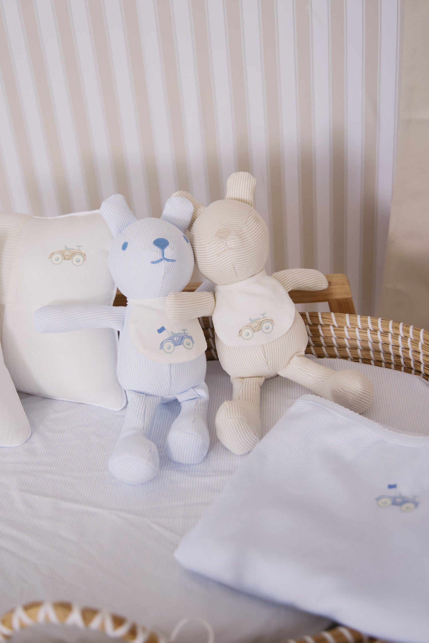 KIPP Collection Plush Teddy with Car Graphic Bib for Babies by KIPP™ Collection at Everetts Place
