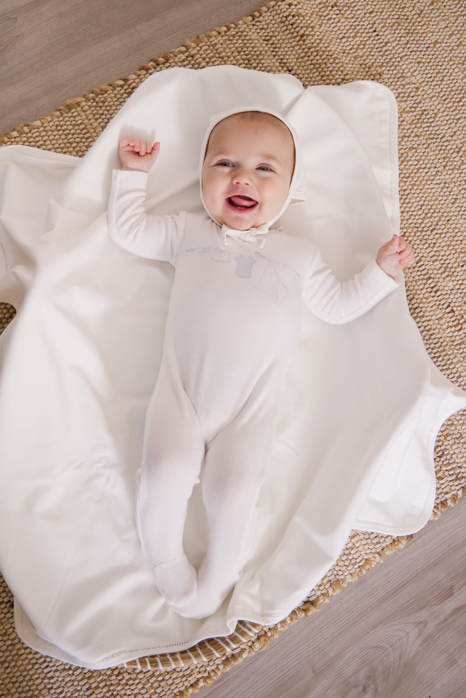 KIPP Collection Velour Footie 3Piece Set With Clothesline Graphic For Babies by KIPP™ Collection at Everetts Place