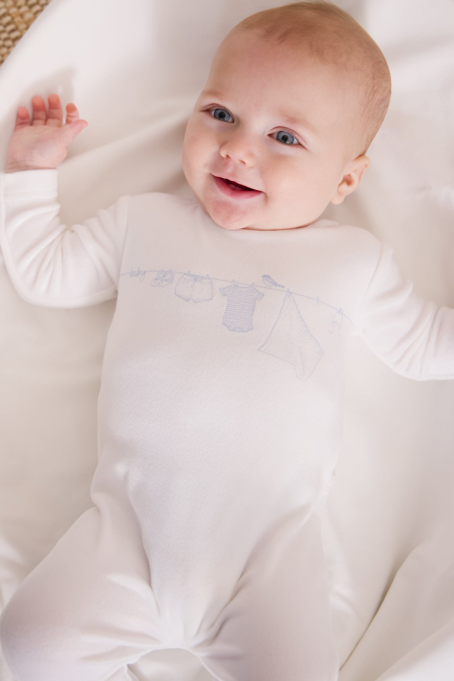 KIPP Collection Velour Footie with Clothesline Graphic for Infants