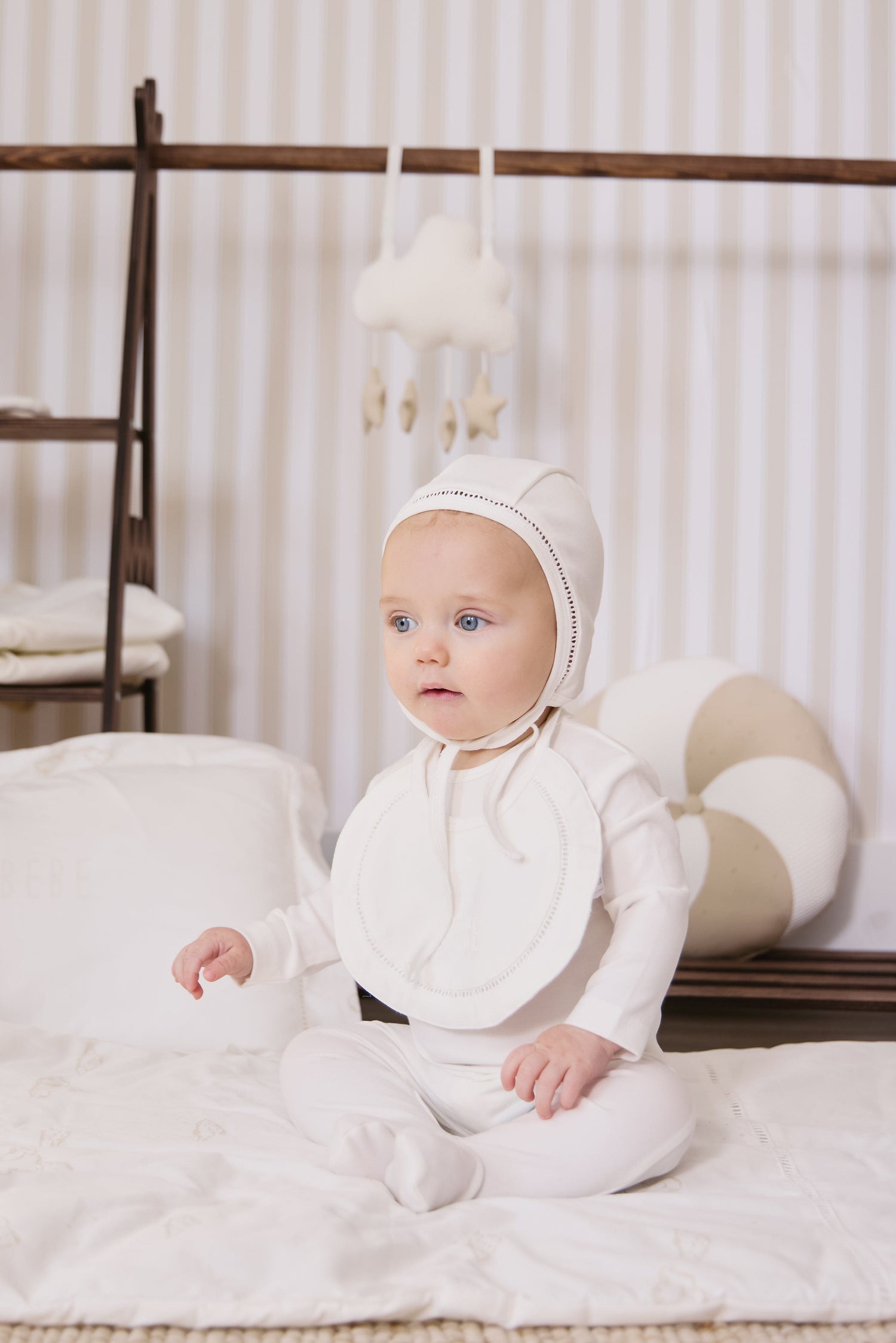KIPP Collection Baby Footie and Hat Set with BEBE Embroidery for Newborns