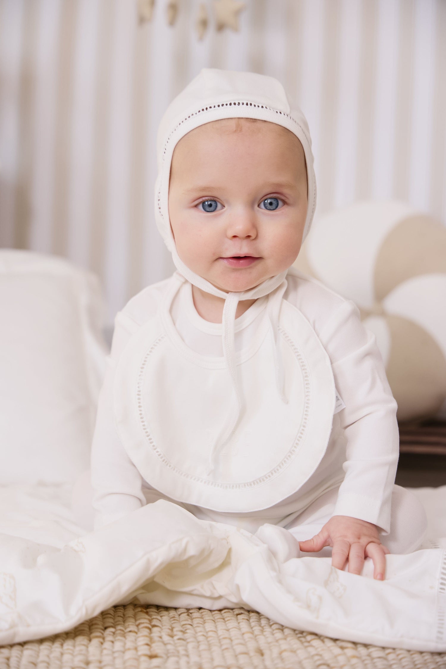 KIPP Collection Baby Bib With BEBE Embroidery Detail And Snap Closure For Babies