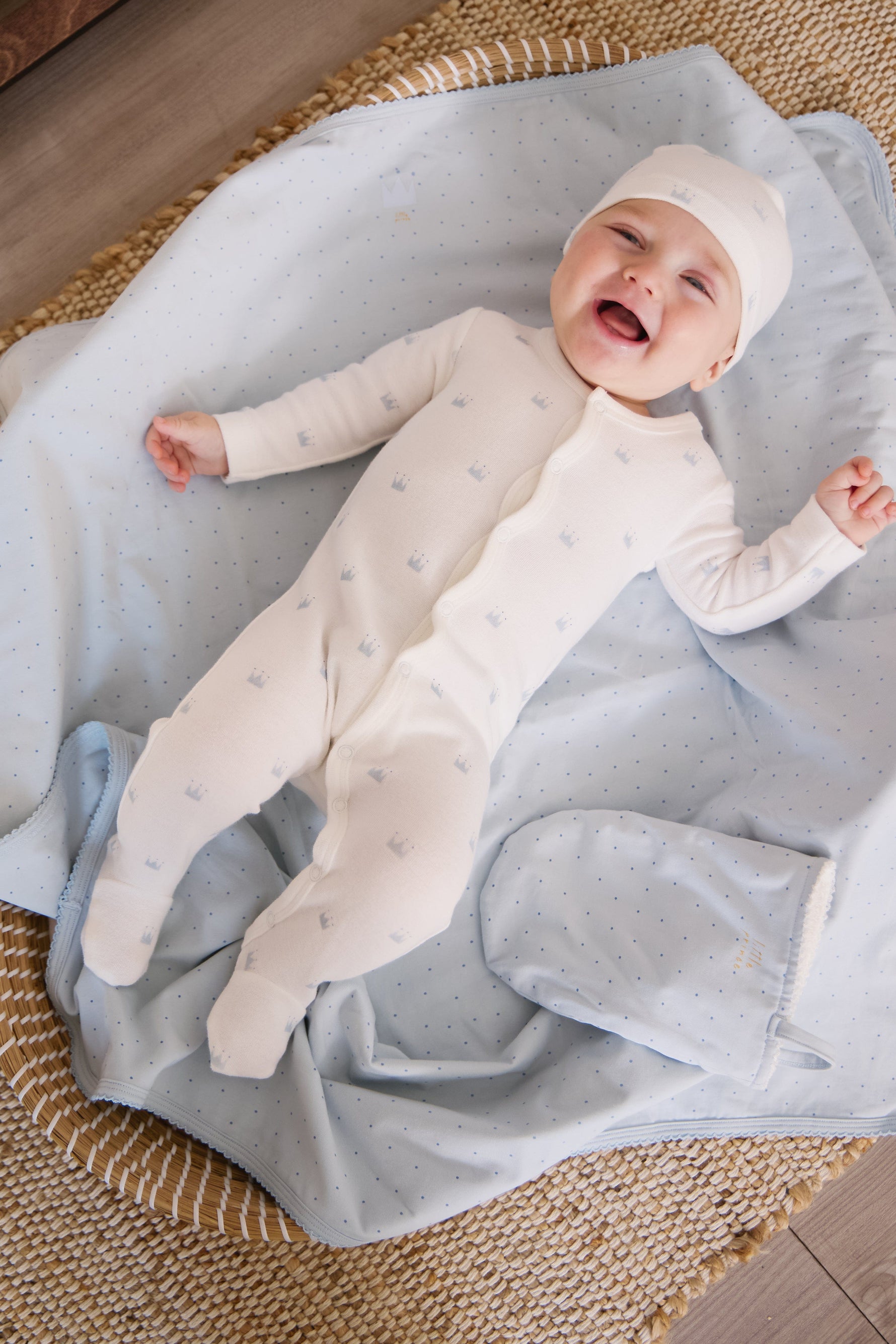 KIPP Collection Crown Pattern Terry Footie and Hat Set for Babies by KIPP™ Collection at Everetts Place