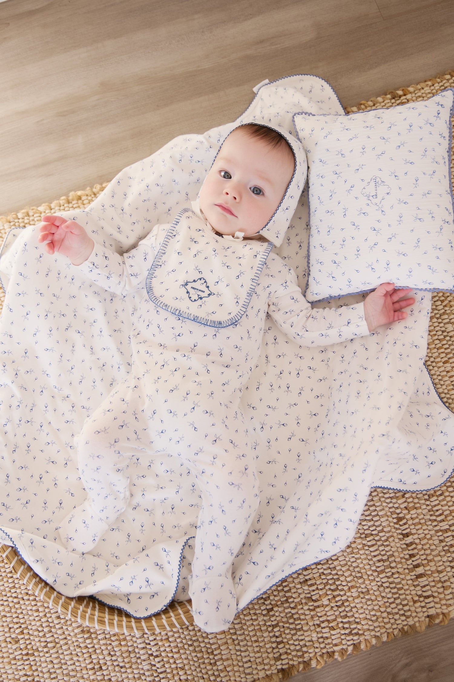 KIPP Collection Baby Footie and Hat Set With Floral Print Patch For Newborns