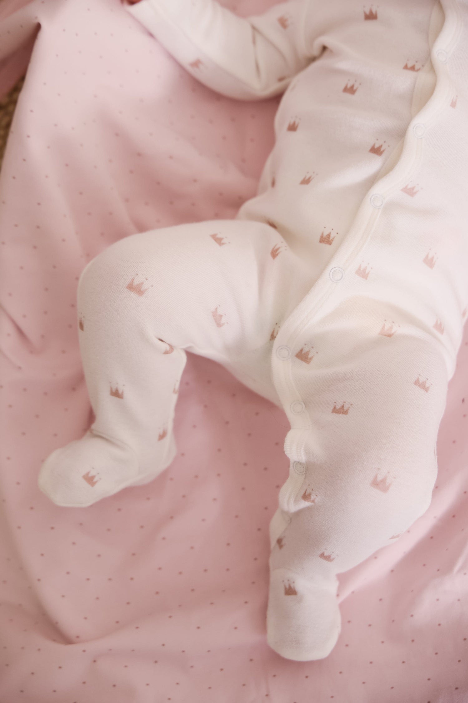 KIPP Collection Pink Crown Print Footie For Babies by KIPP™ Collection at Everetts Place