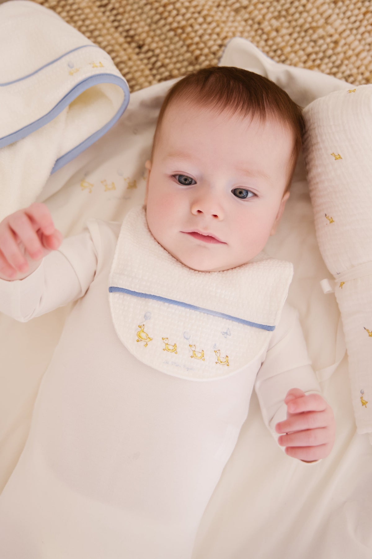 KIPP Collection Baby Bib With Blue Embroidered Detail And Snap Closure For Baby by KIPP™ Collection at Everetts Place