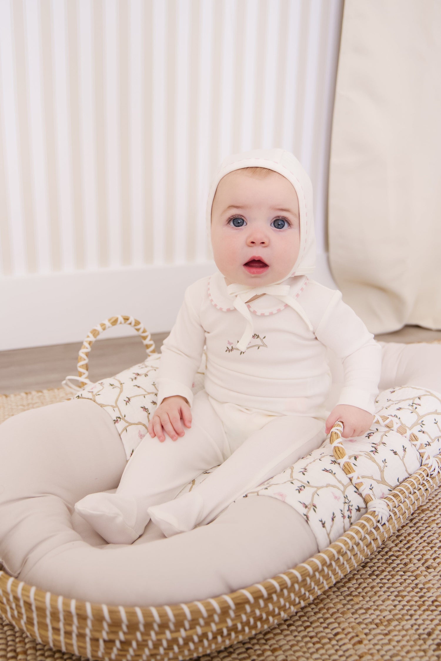 KIPP Collection Collar Footie Set with Matching Hat and Blanket for Baby Girls