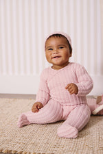 KIPP Collection Cable Knit Baby Footie With Wrap Detail And Hat For Newborns by KIPP™ Collection at Everetts Place