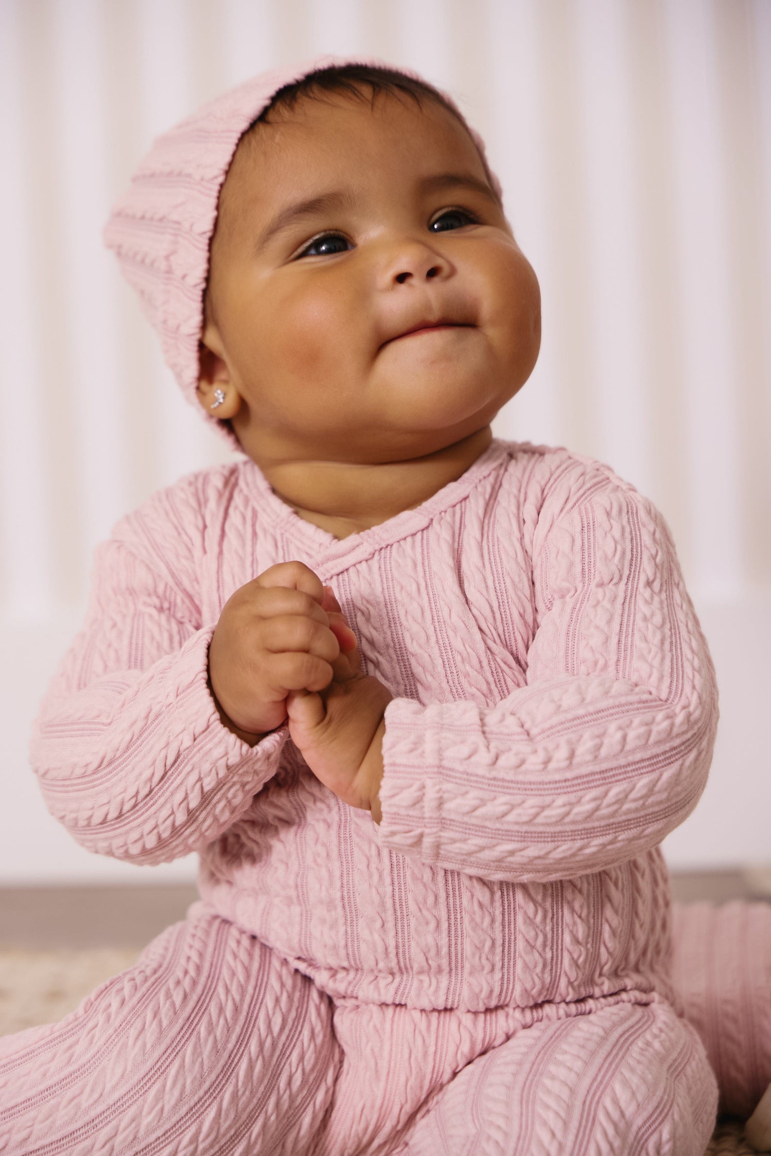 KIPP Collection Cable Knit Footie With Wrap Detail For Babies