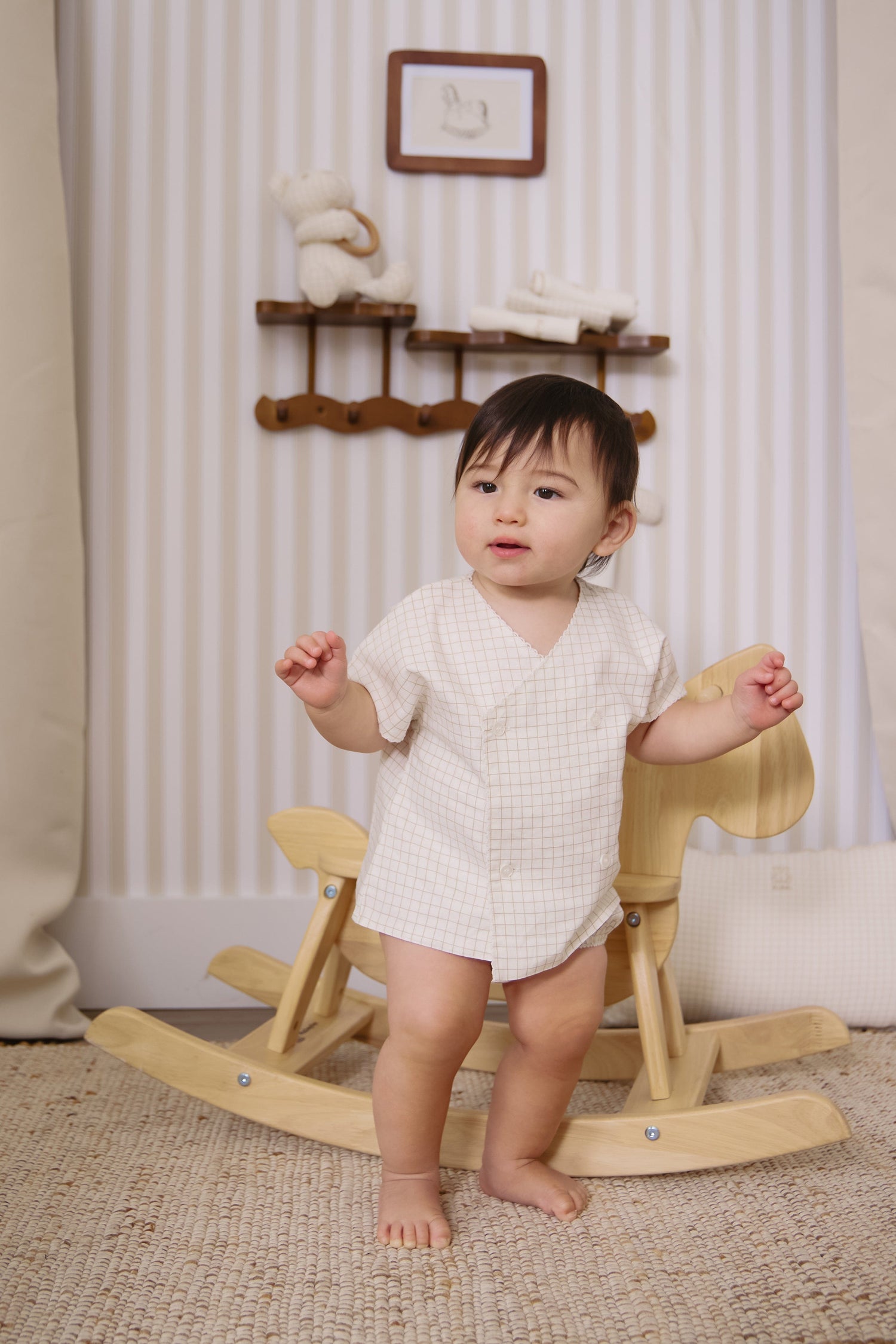 KIPP Collection Windowpane Set Grid Wrap Top and Button Details for Toddlers