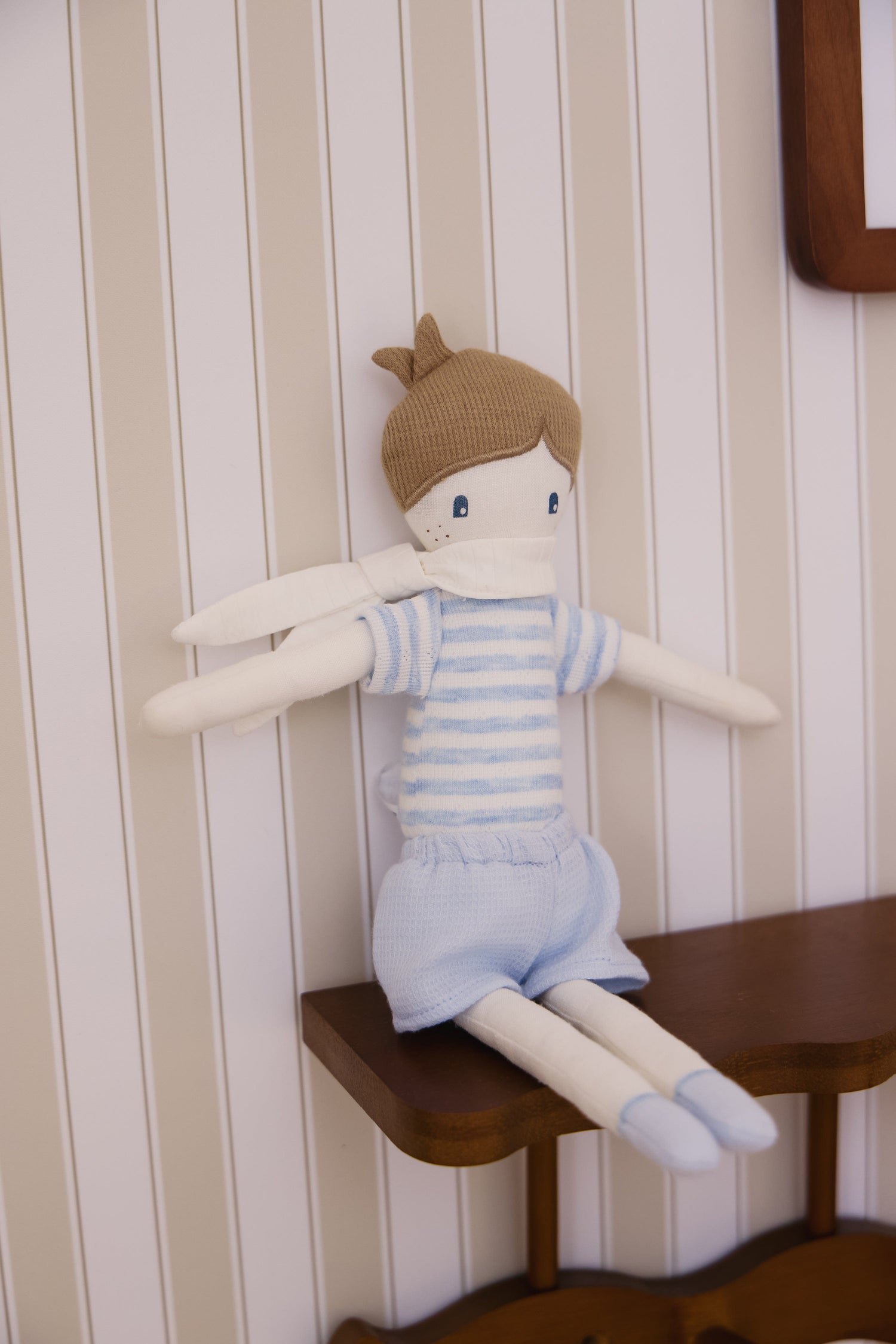 KIPP Collection Plush Boy Doll With Striped Top And Neck Tie For Babies