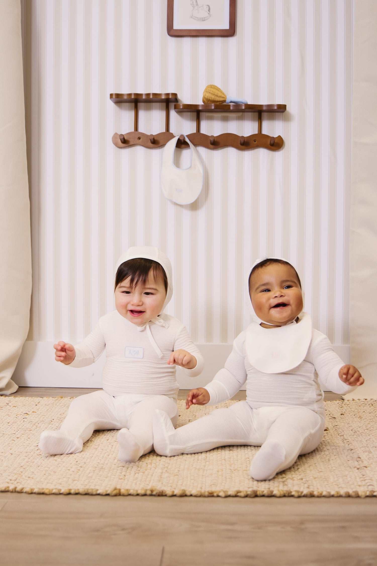 KIPP Collection Baby Footie and Hat Set with Front Patch Detail for Babies