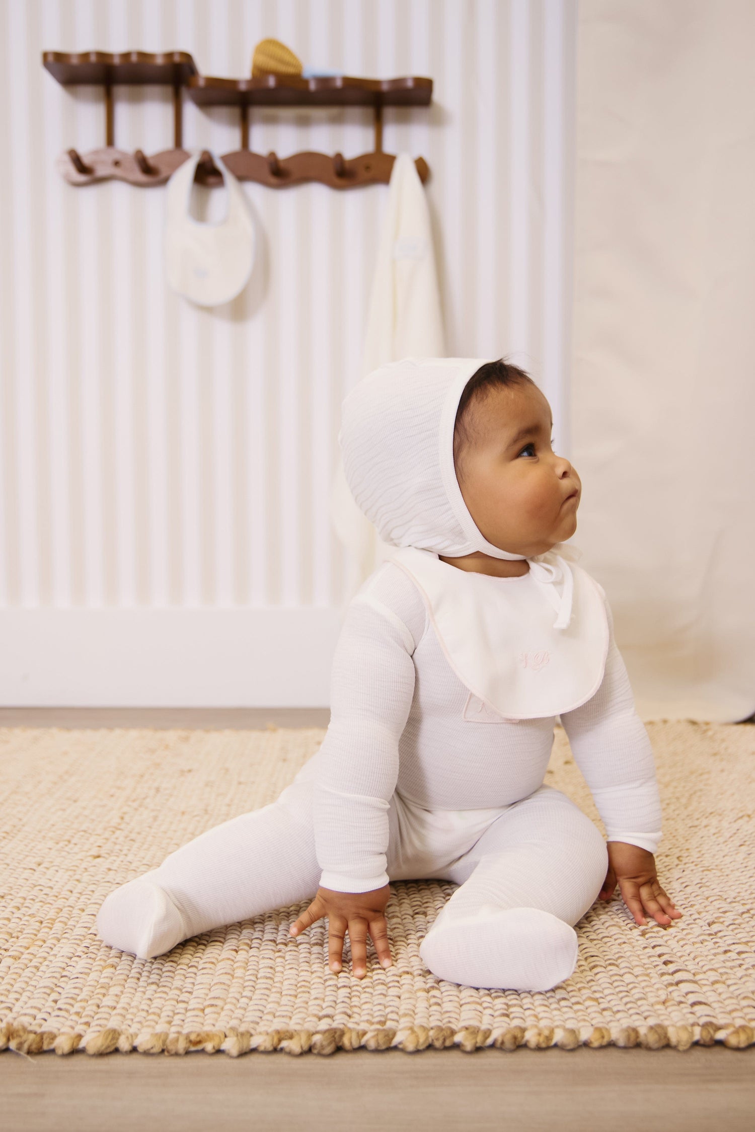 KIPP Collection Baby Footie With Front Patch Detail Hat Set For Newborns