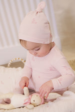 KIPP Collection Baby Footie and Hat Set with Block Print in Pink for Newborns by KIPP™ Collection at Everetts Place