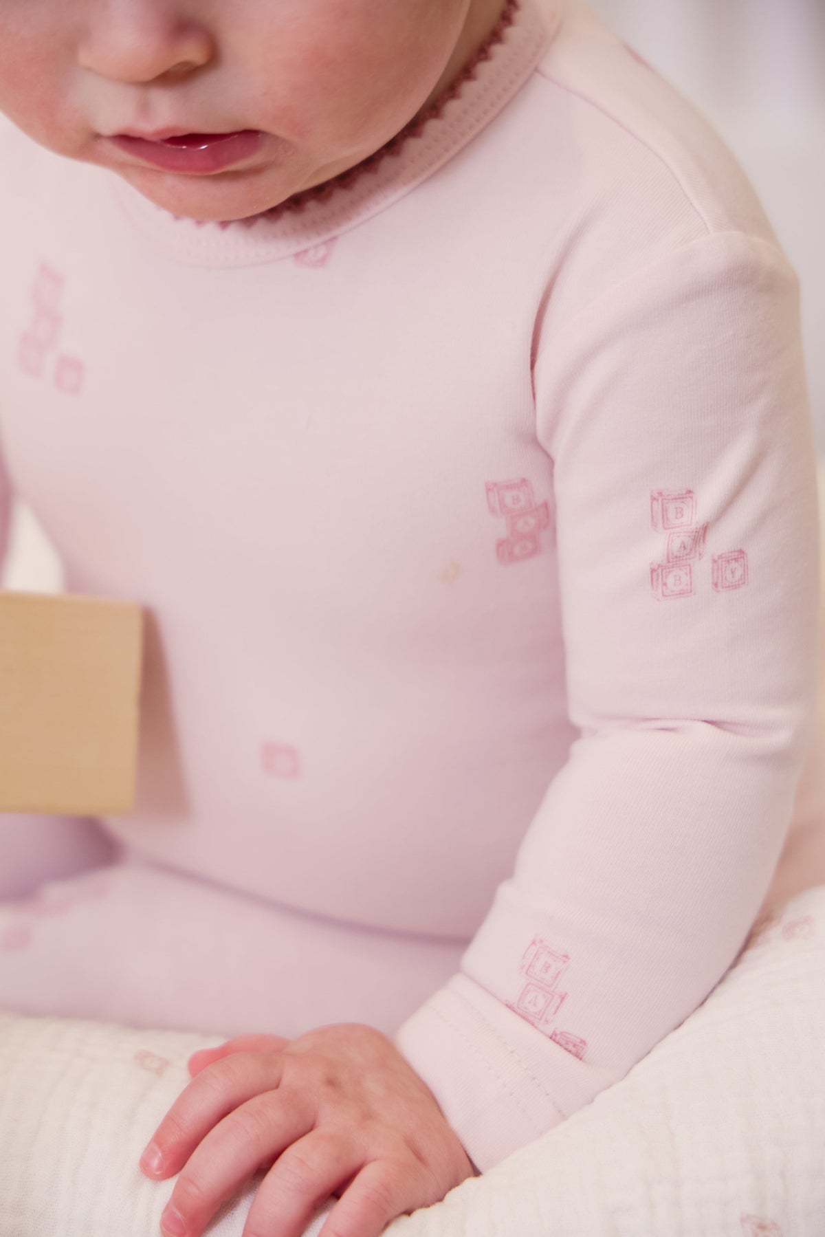KIPP Collection Baby Footie and Hat Set with Block Print in Pink for Newborns by KIPP™ Collection at Everetts Place
