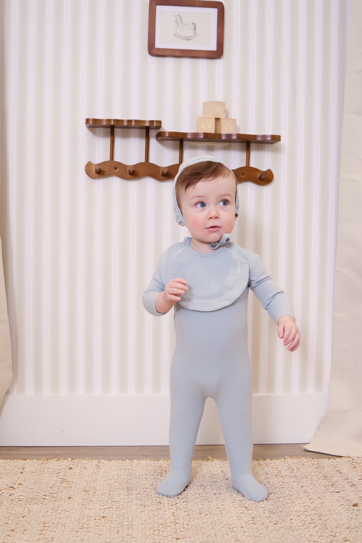 KIPP Collection Baby Footie and Hat Set with BEBE Embroidery for Newborns