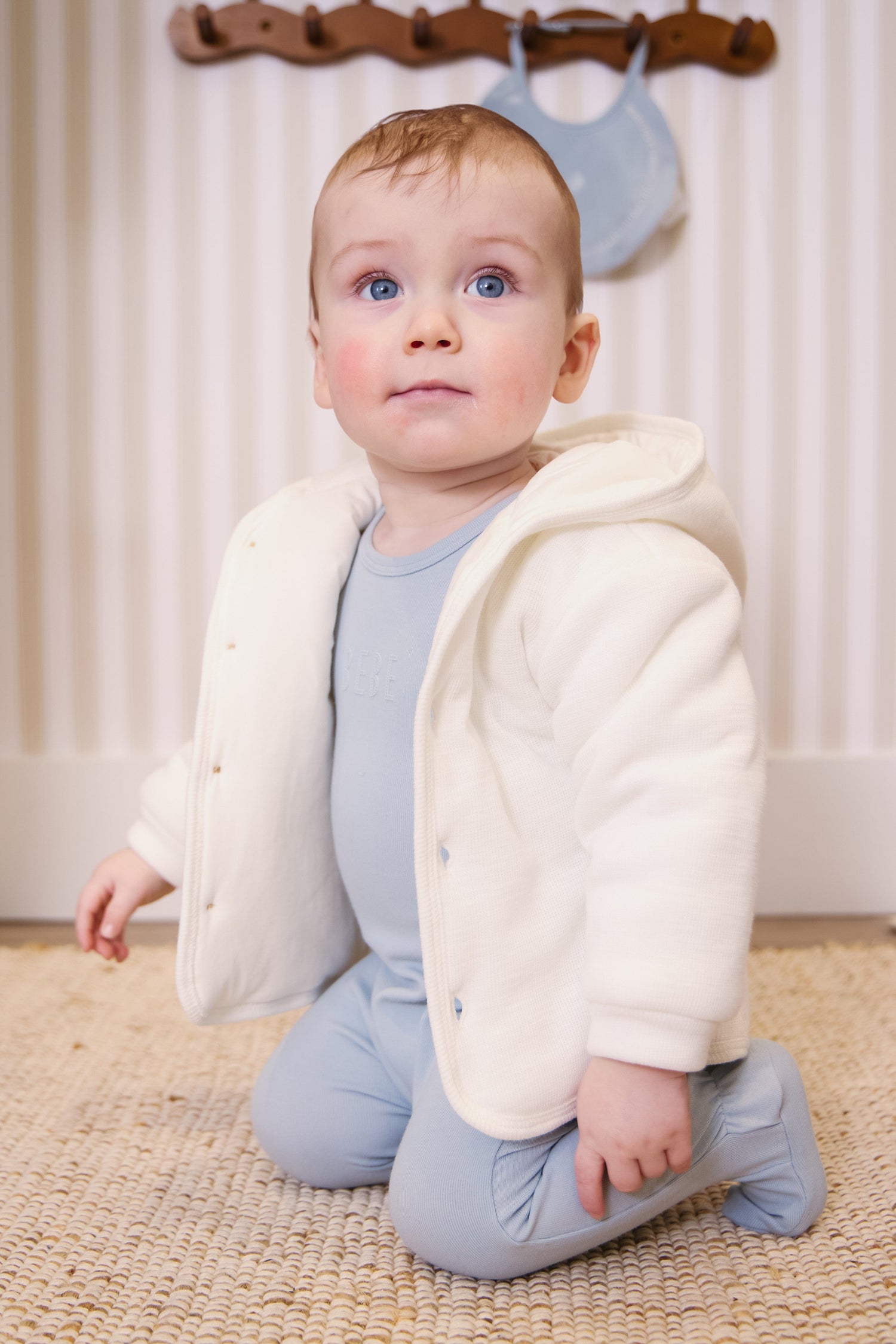 KIPP Collection Knit Hooded Jacket With Button Detail For Babies