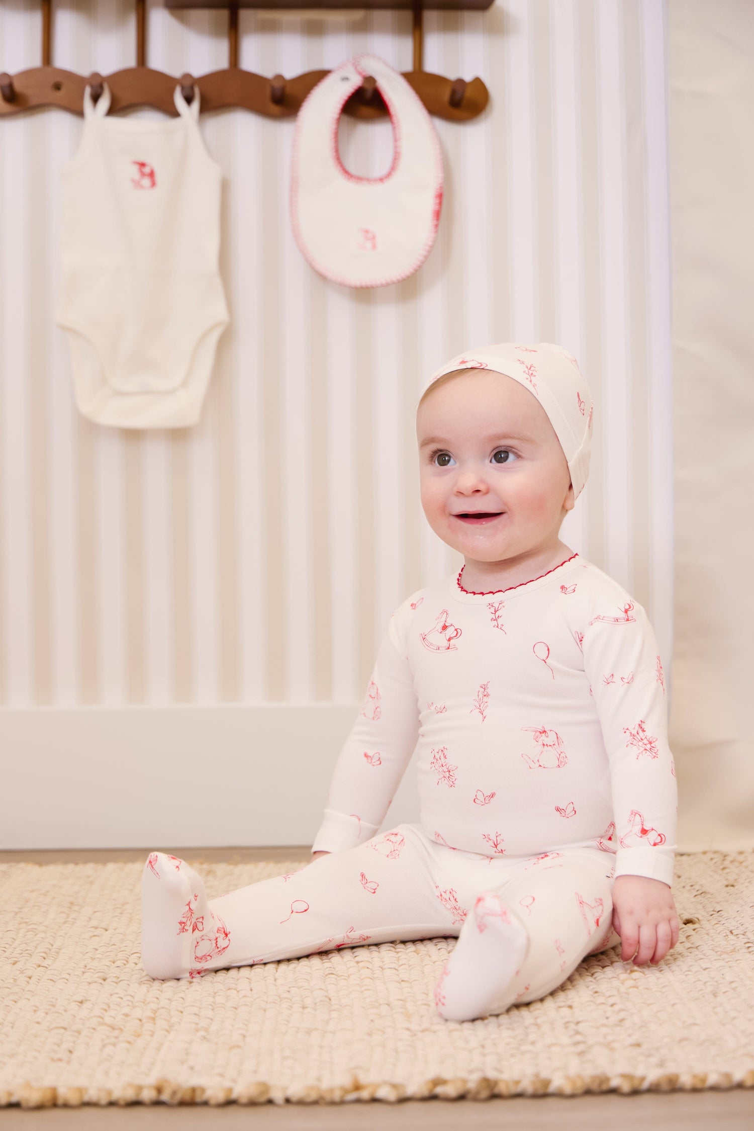 KIPP Collection Baby Footie Onesie and Hat Set with Graphic Print Snap Closure