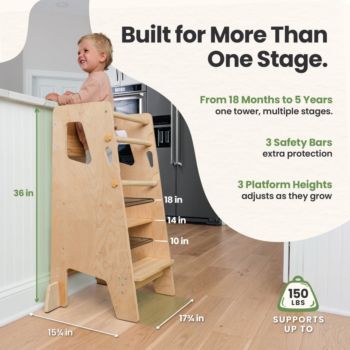 Toddler Tower - Adjustable Kitchen Stool Helper by Ocodile.com