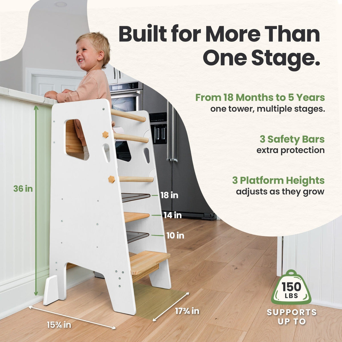 Toddler Tower - Adjustable Kitchen Stool Helper by Ocodile.com