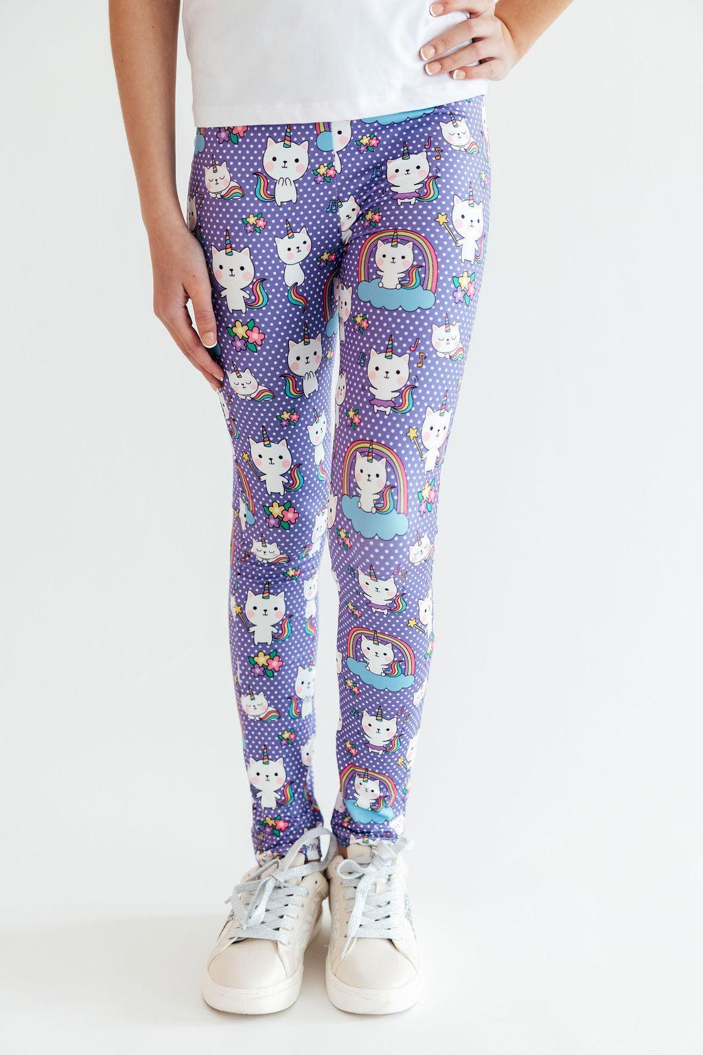 Mila & Rose Kitties in the Clouds soft baby leggings.