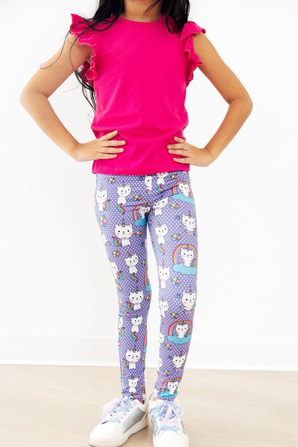 Mila & Rose organic baby leggings with Kitties in the Clouds print.