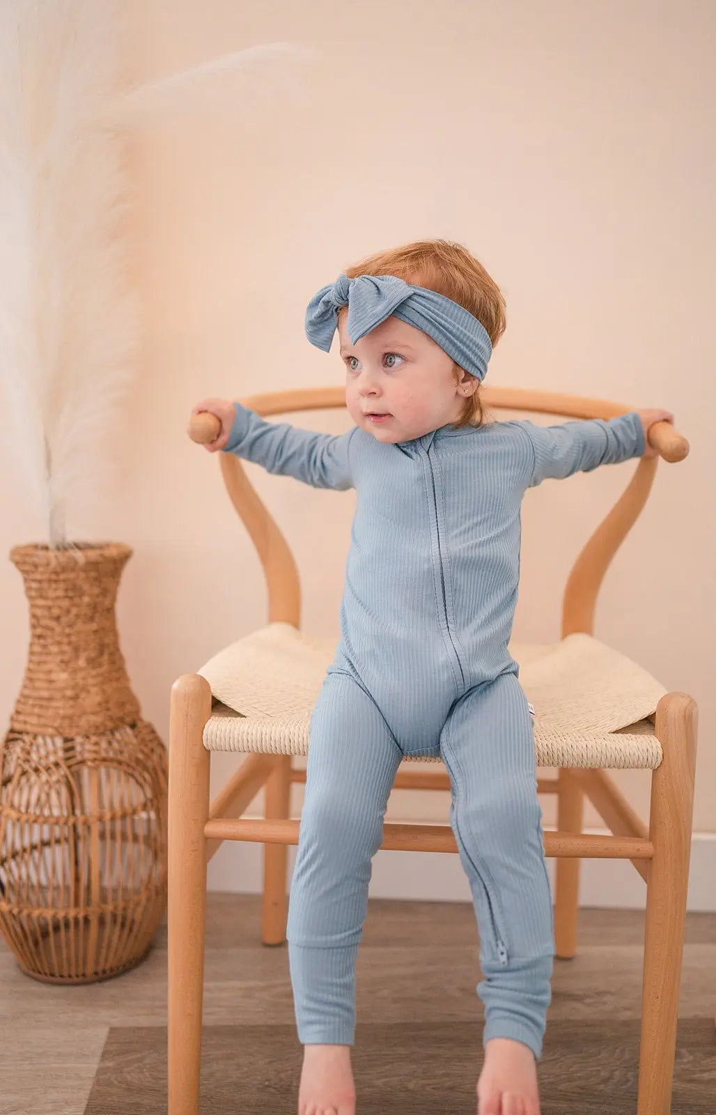 Knotted Headband - Arona Blue Ribbed Harp Angel Boutique