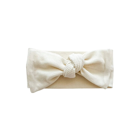 Knotted Headband - Cream Ribbed Harp Angel Boutique