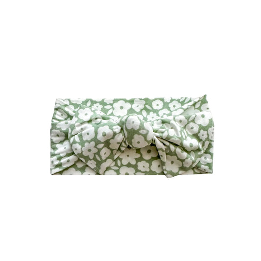 Knotted Headband - Sage Ditsy Floral Harp Angel Boutique