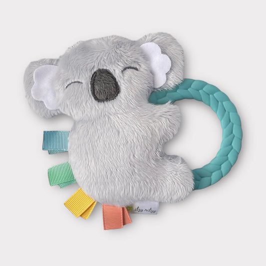 Koala Rattle and Teether Plush Toy for Babies with Braided Ring and Colorful Ribbons Kolorful Everetts Place: Online Boutique