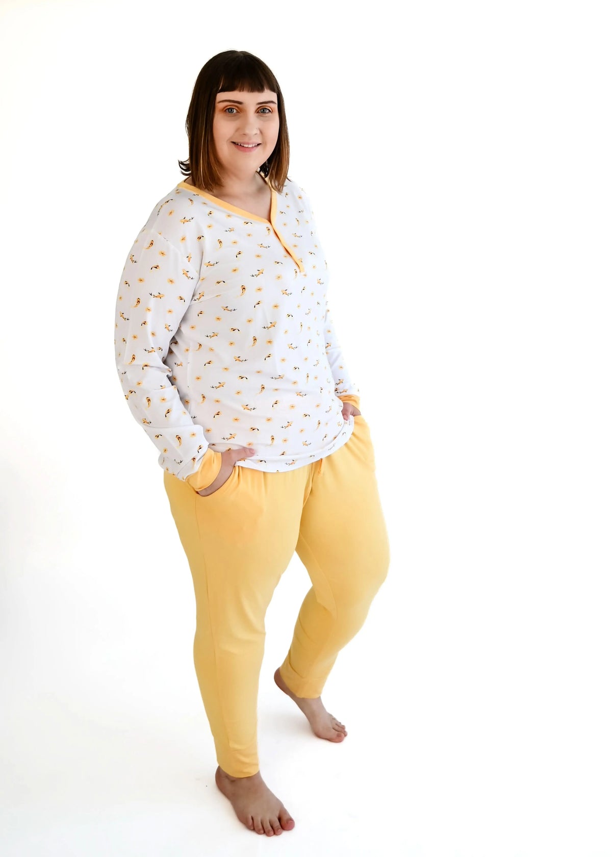 Bubble Baby Koi | Adult Long Sleeve Henley - 