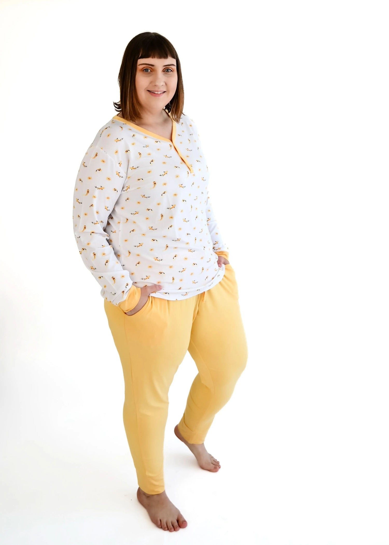 Bubble Baby Koi | Adult Long Sleeve Henley - 