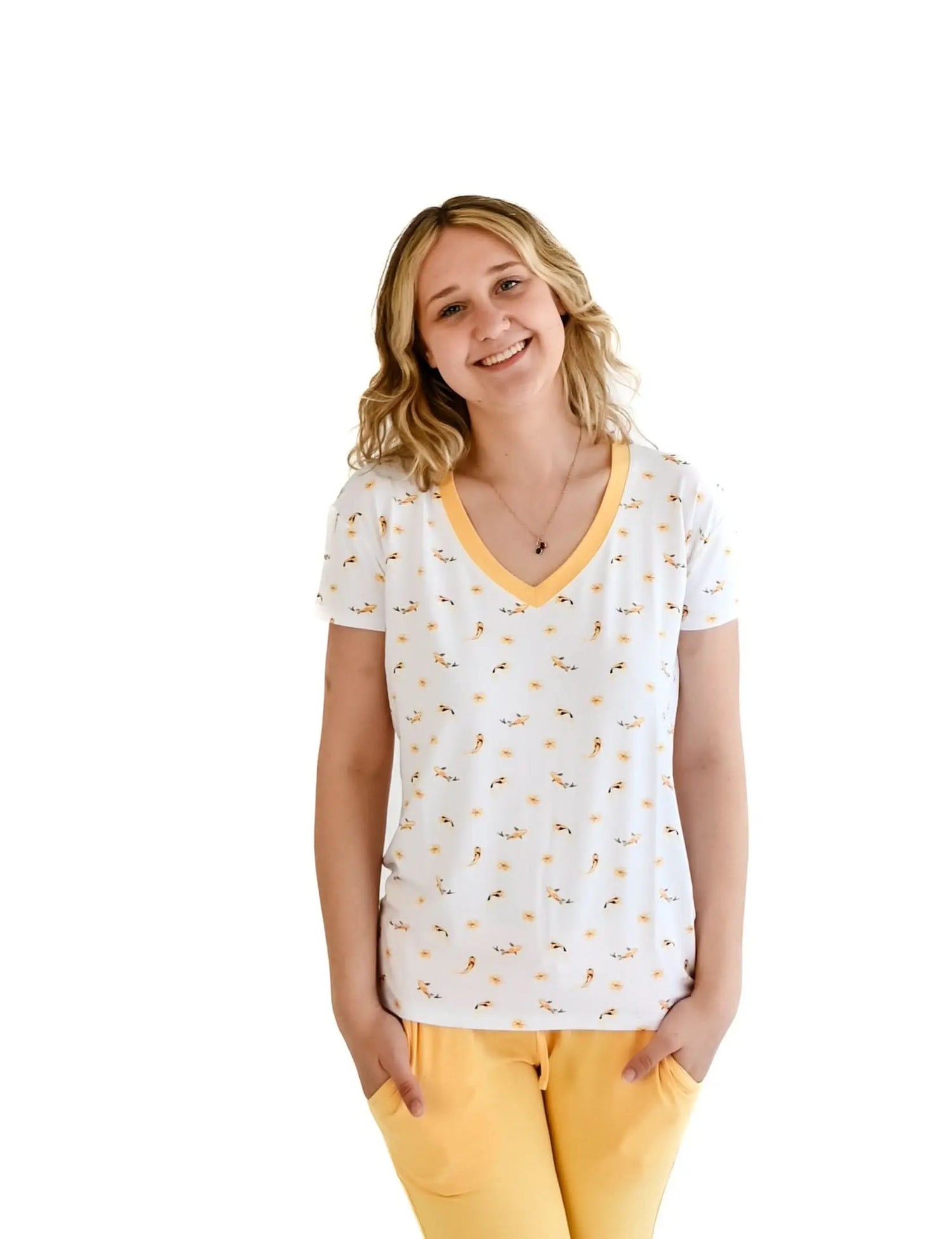 Bubble Baby Koi | Short Sleeve Adult V Neck - 