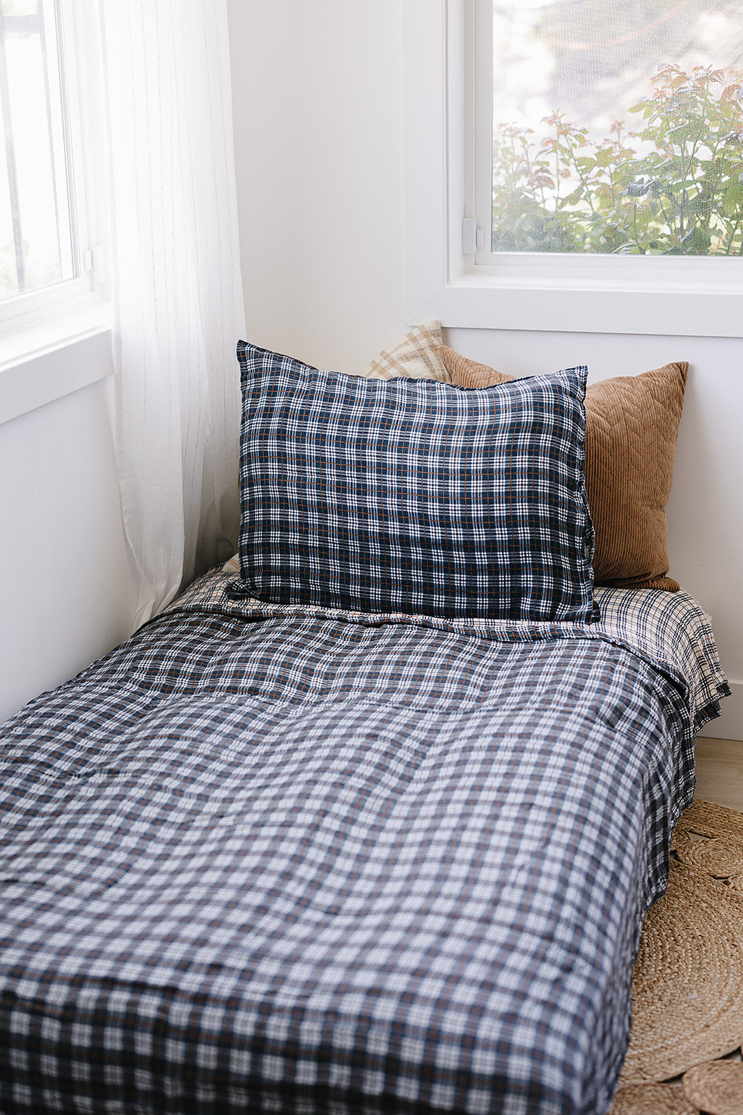 Vintage Plaid + Navy Plaid Twin Muslin Quilt by Mebie Baby at Everetts Place