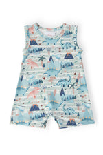 Mila & Rose baby dino tracks shorty one-piece romper