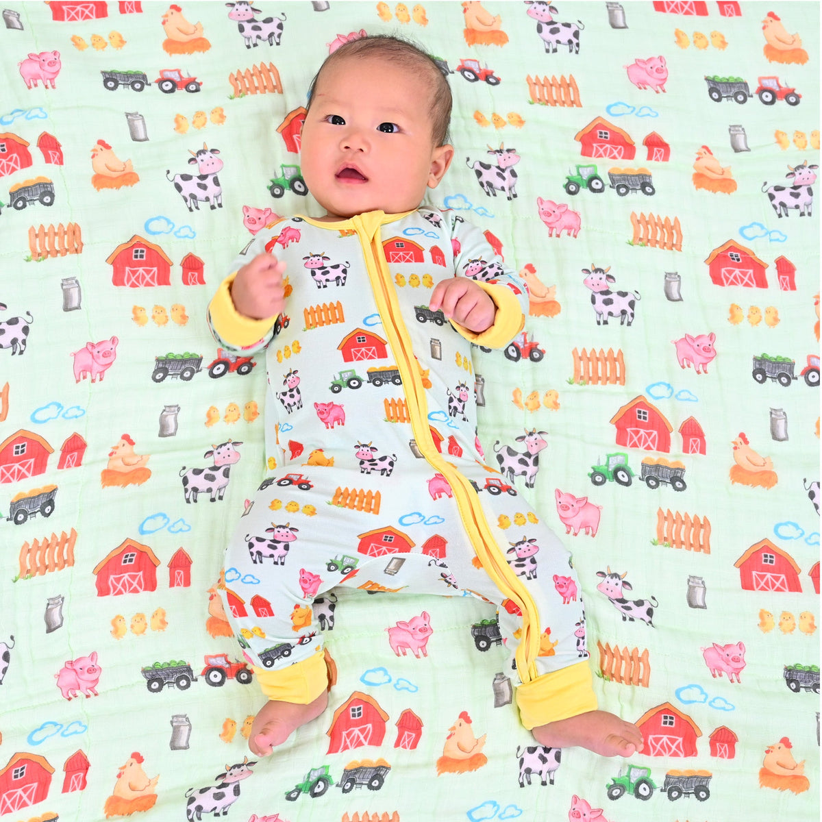 Little Barnyard Zipper One Piece Pajama by LollyBanks