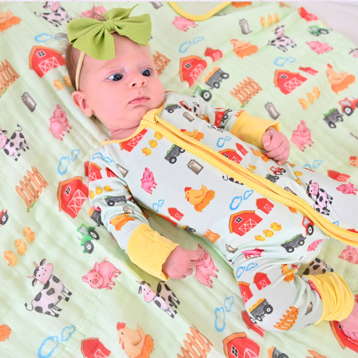 Little Barnyard Zipper One Piece Pajama by LollyBanks