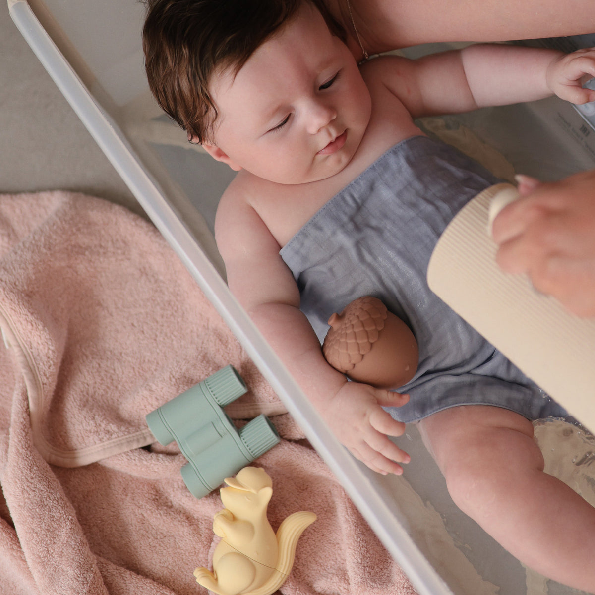 Mushie Mold Free Bath Play Set with colorful silicone baby toys.