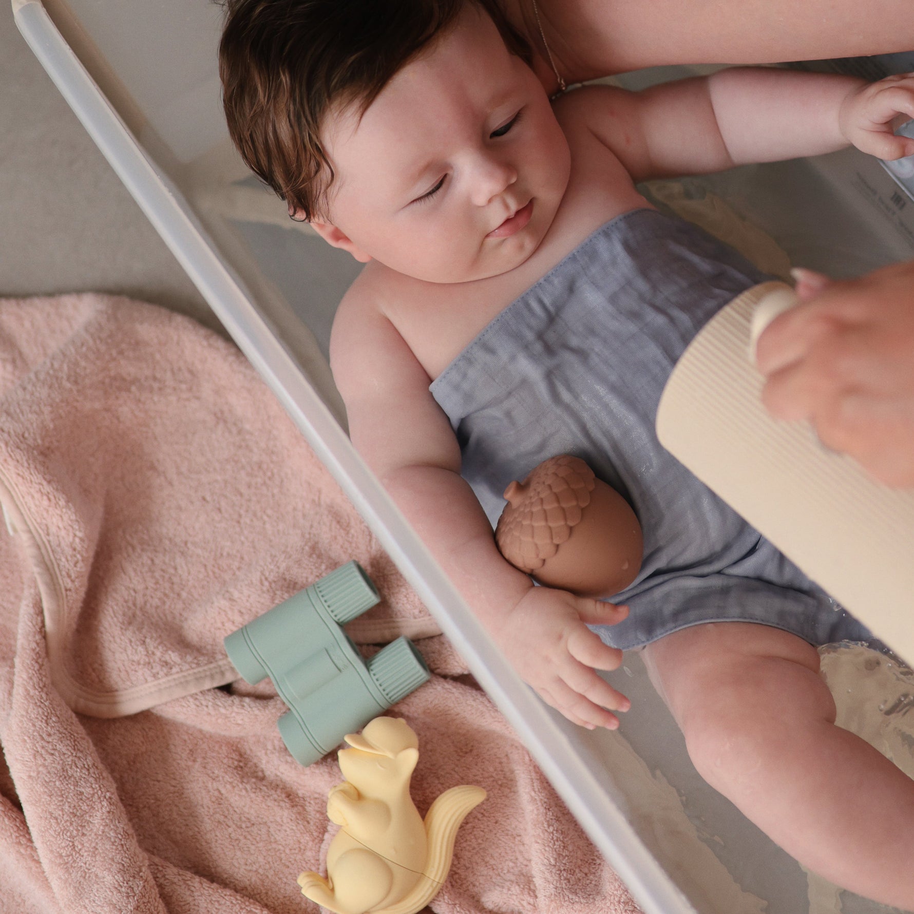 Mushie Mold Free Bath Play Set with colorful silicone baby toys.