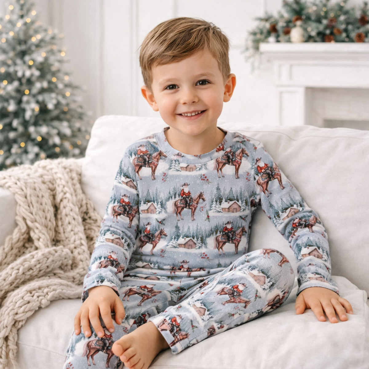 Cowboy Christmas Children's Bamboo Pajama Set - Western by Tesa Babe