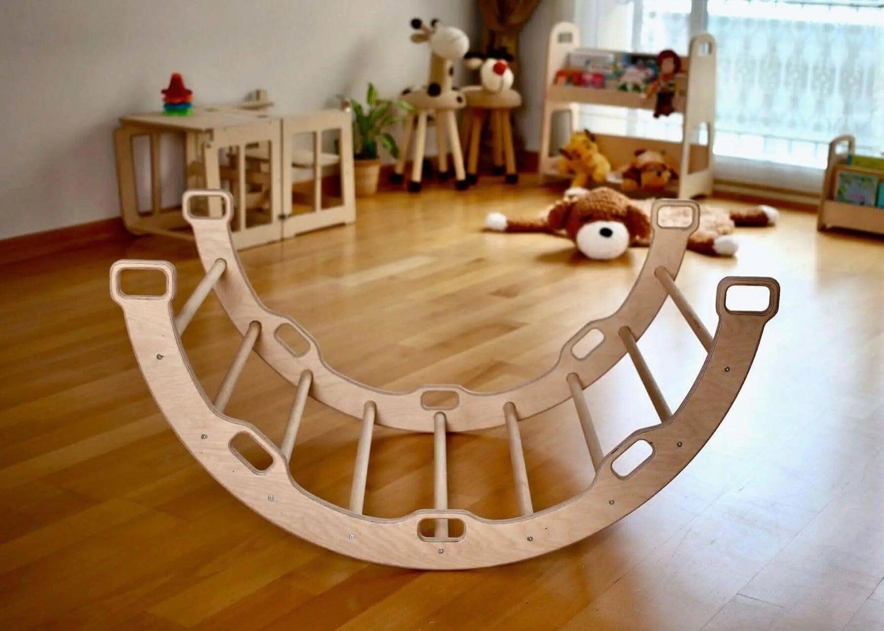 Kidodido Large Montessori Climbing Arch Rocker With Plush Pillow Set - Baby & Toddler > Baby Toys & Activity Equipment > Baby Bouncers & Rockers Climbing Arch and Rockers