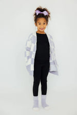 Lavender Checker Bow Cozy Cardigan For Girls Mila And Rose Mila & Rose ® Everetts Place: Online Boutique