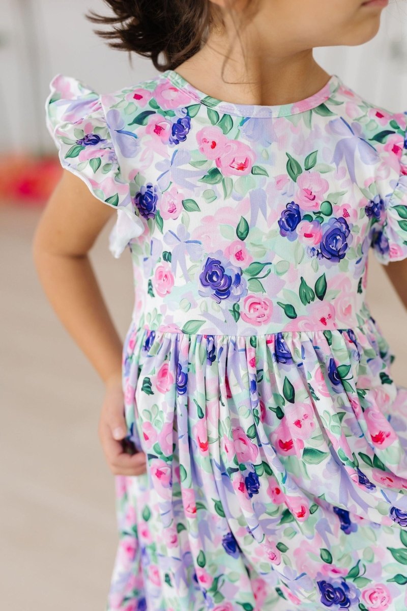 Mila & Rose ® Lavender Love Flutter Sleeve Twirl Dress For Toddlers - Everetts Place Boutique - 
