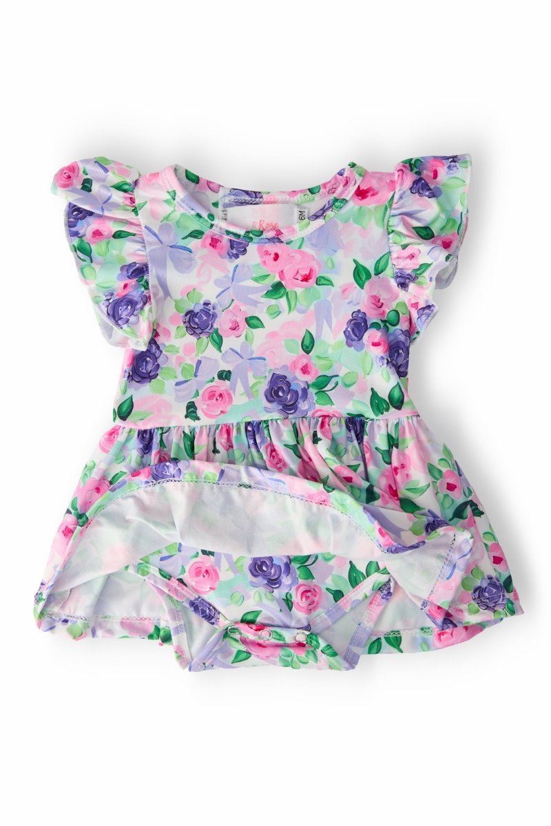 Mila & Rose ® Lavender Love Flutter Twirl Baby Bodysuit Snap Closure - Everetts Place Boutique - 