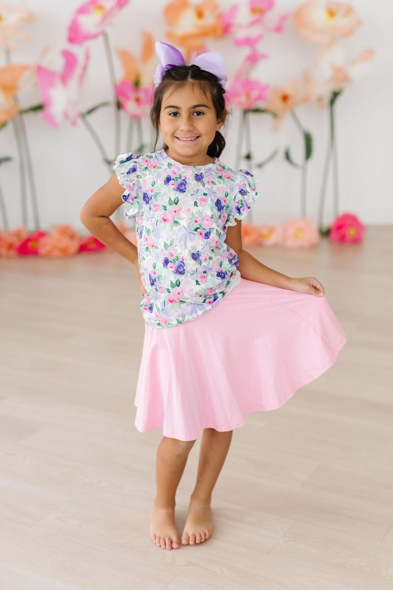 Mila & Rose ® Lavender Love Short Sleeve Ruffle Tee For Girls Outfit - Everetts Place Boutique - 