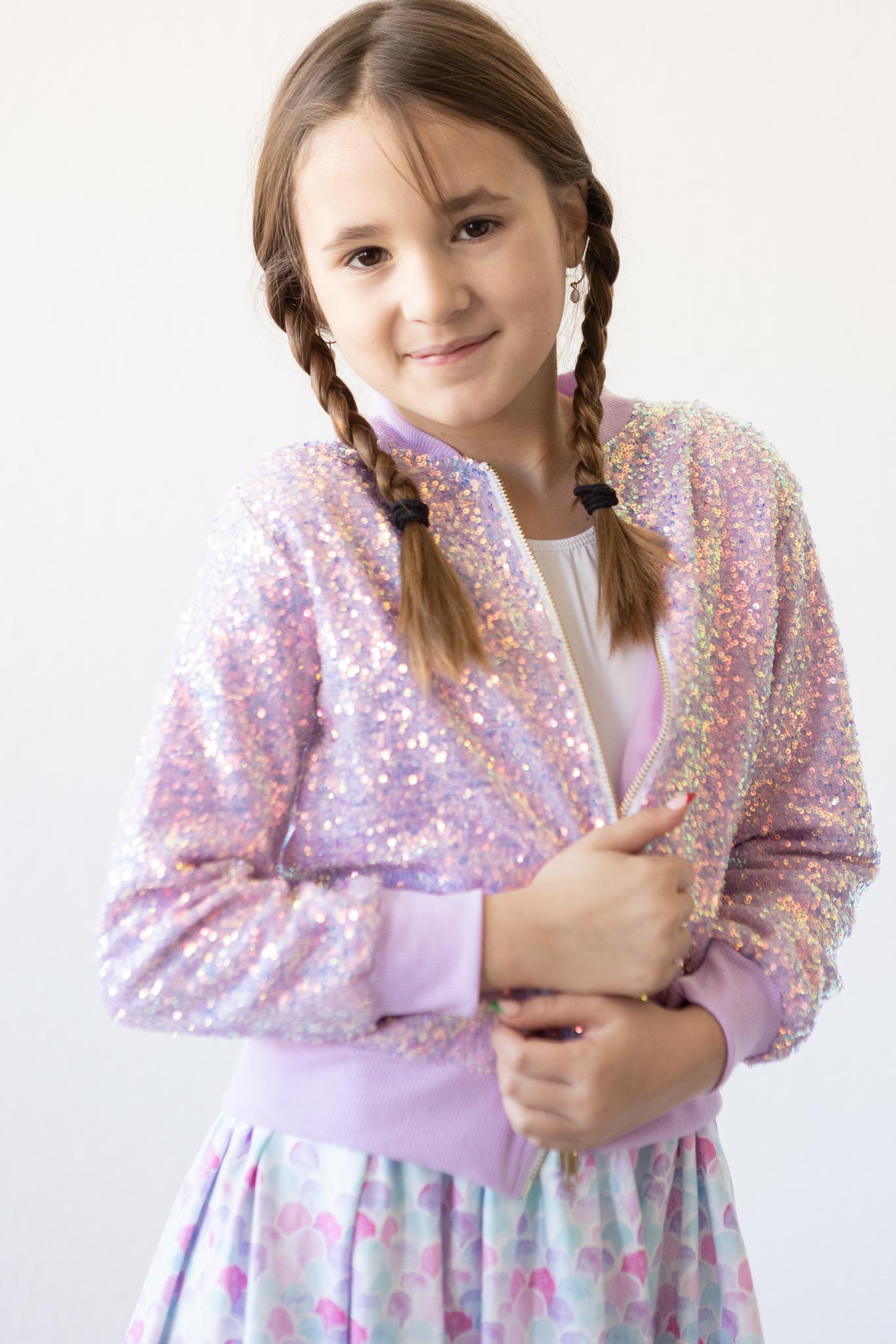 Lavender Sequin Jacket for Girls Sparkly Party Outerwear Mila & Rose ® Everetts Place: Online Boutique