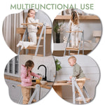 Goodevas Wooden Tower - Foldable Step Stool For Toddlers - Gray - Furniture > Baby & Toddler Furniture