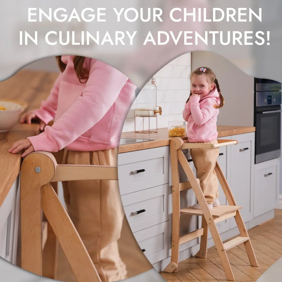 Learning Tower Foldable Step Stool for Toddlers Beige Goodevas Everetts Place: Online Boutique
