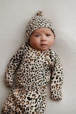 Three Little Tots Leopard Knotted Newborn Baby Gown - 